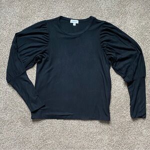 🎉Evereve Ribbed Long Sleeve Top, Women’s Size Med, Black